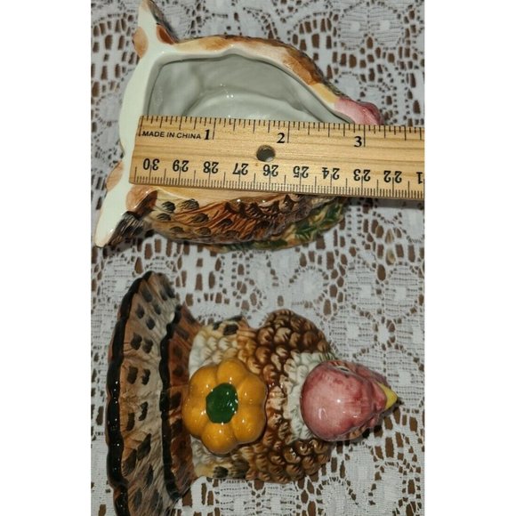 Vintage BICO China Thanksgiving Turkey Sugar Bowl Lid Harvest Basket Creamer Set - Picture 11 of 11